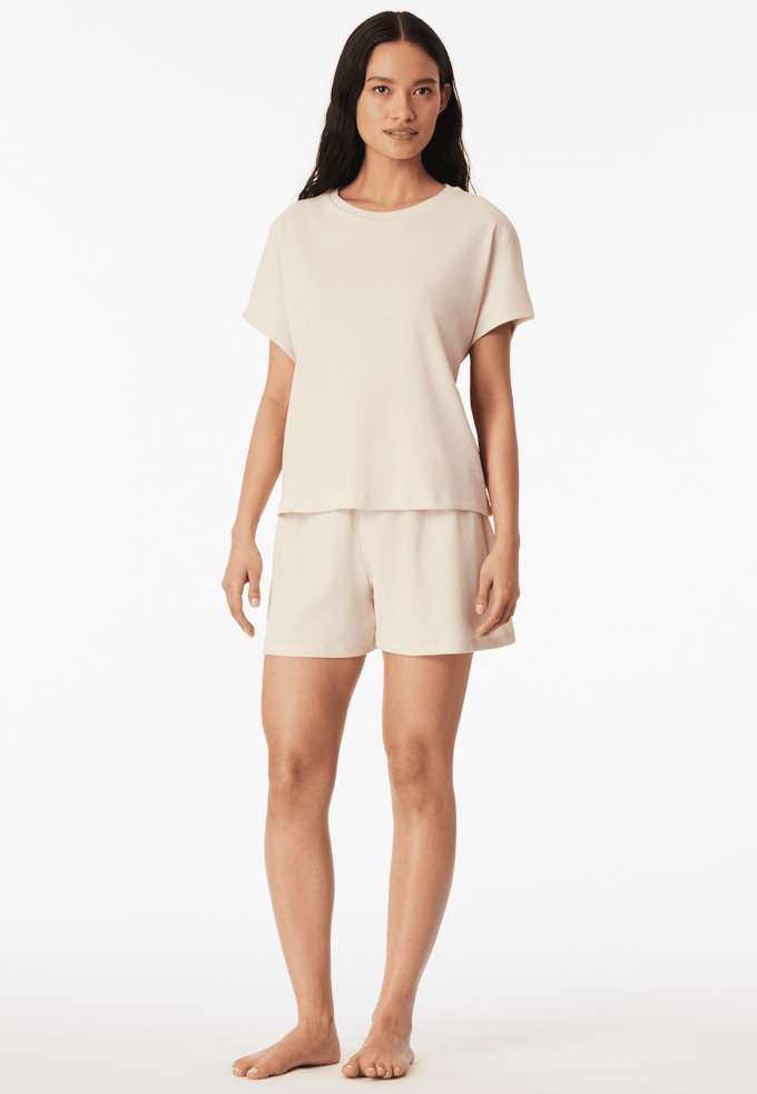 Korte fijnrib jacquard parelmoer pyjama - Casual Feel 36