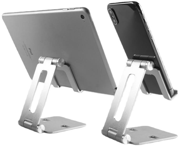 Telefoonhouder - Bureau - Telefoonstandaard Aluminium - Universeel - Telefoon Tablet Houder - Opvouwbaar - Zilver