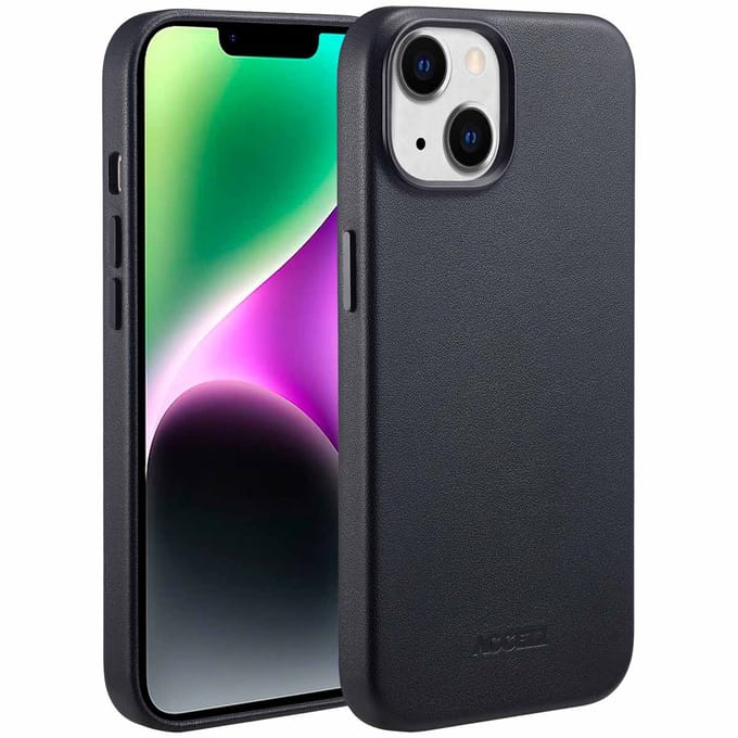 Accezz Hoesje - Geschikt voor iPhone 14 - geschikt voor MagSafe Leather Backcover - Black