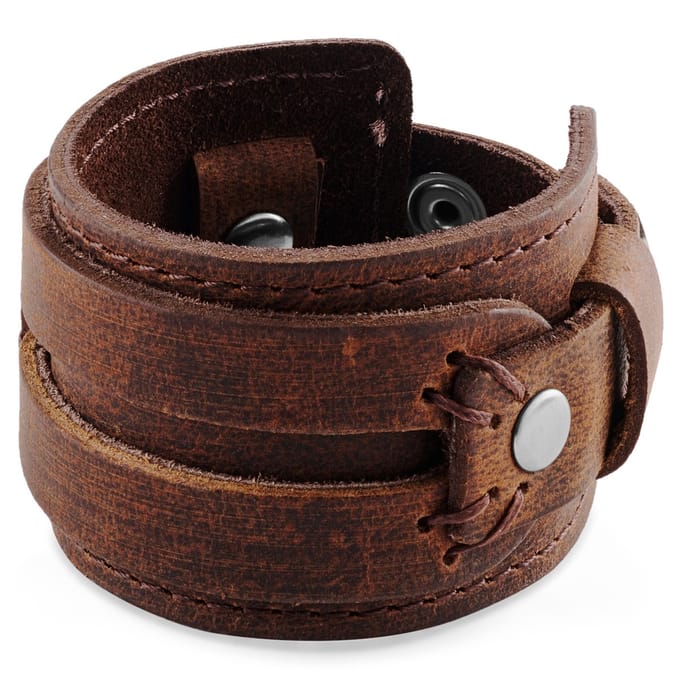 Gladius | Lichtbruine Snap Armband van Volnerf Buffelleer