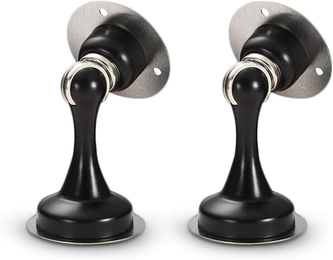 Magnetische deurstop - Deurstopper Magnetische Deurvanger - Deurstopper Magnetische Deurvanger - Heavy Duty Deurstopper extra sterk - Binnen - Binnen Deurstoppers - Magnetisch - RVS Metaal Chroom - 2 Pack - zwart