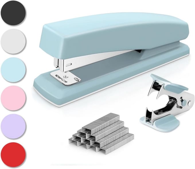 Deli Stapler, Desktop Stapler, Office Stapler, Capacity 20 Sheets, Includes 1000 Staples and Staple Remover, Blue