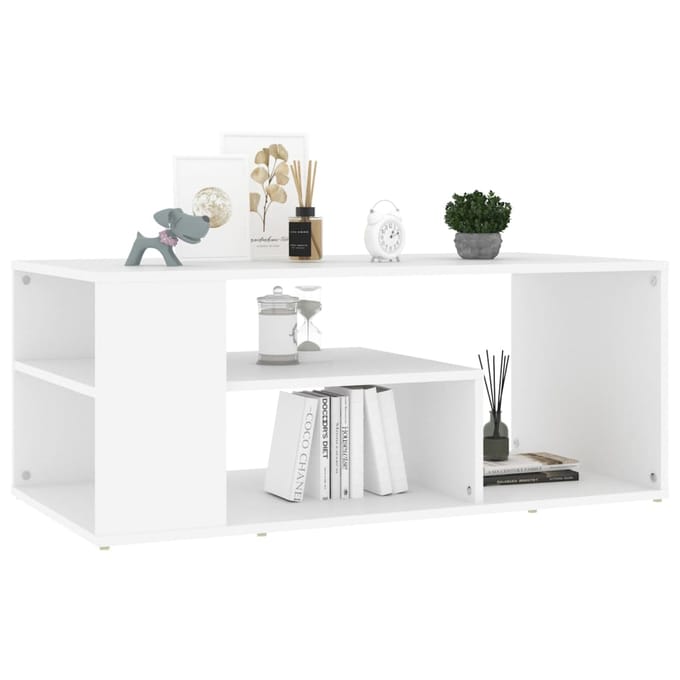 vidaXL - Salontafel - 100x50x40 - cm - bewerkt - hout - wit