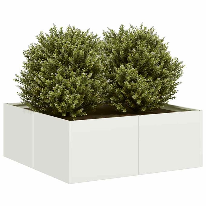 vidaXL - Plantenbak - 80x80x30 - cm - staal - wit