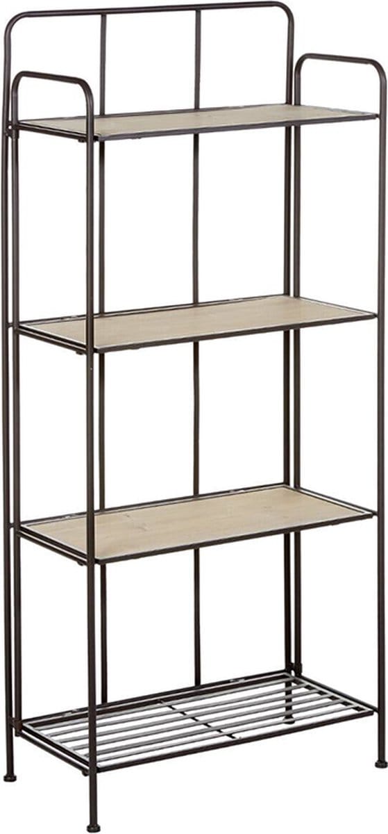 Metaal- en houtopslagplank 4 niveaus H137cm - Metaal|Hout - SILUMEN
