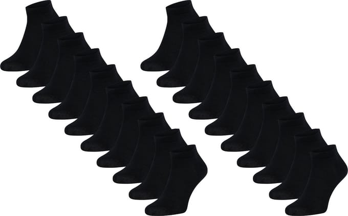 Mario Russo 10-PACK Sneakersokken - Enkelsokken - Maat: 39/42 - Zwart