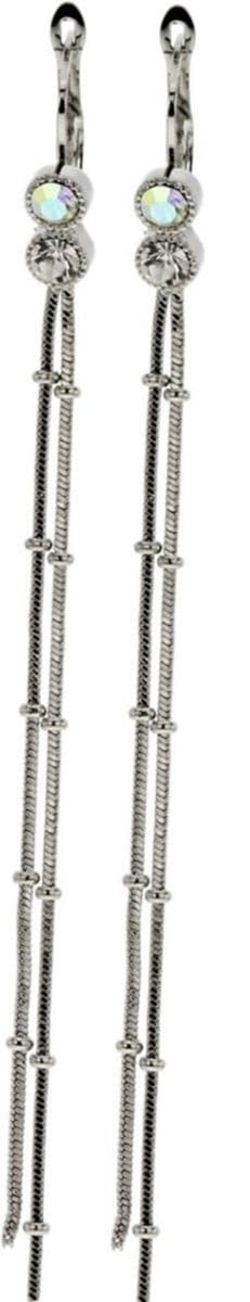 Behave - Oorhangers zilverkleur met steentjes - 9,5 cm