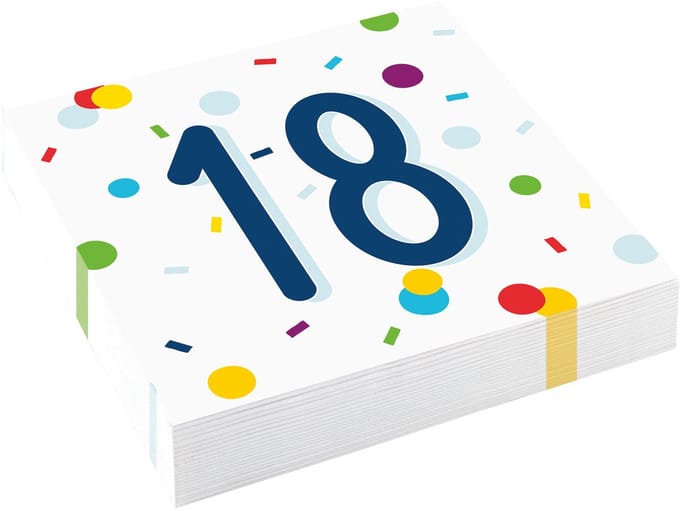 Amscan - Servetten Confetti Verjaardag 18 jaar (20 stuks)