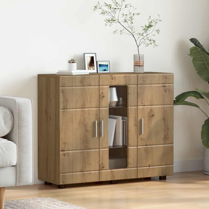 vidaXL - Houten - Kast - Artisan - Eiken - Bewerkt - hout