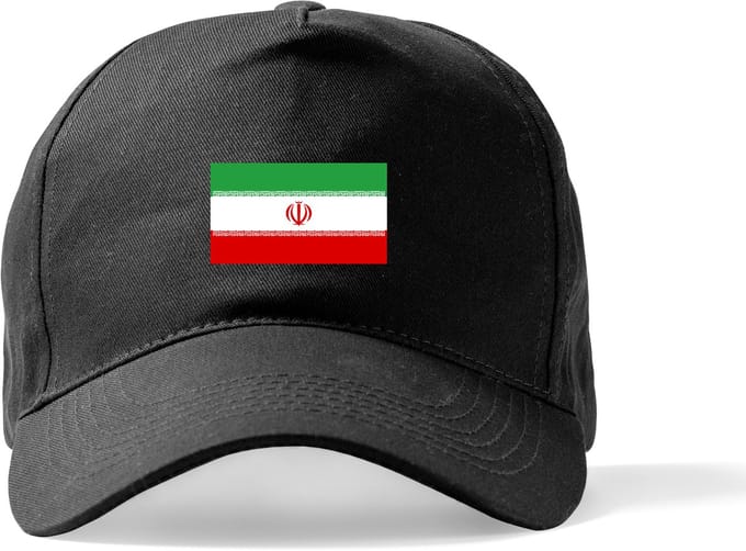 Zwarte Pet Beechfield met Wereldvlaggen, land Iran klittenbandsluiting