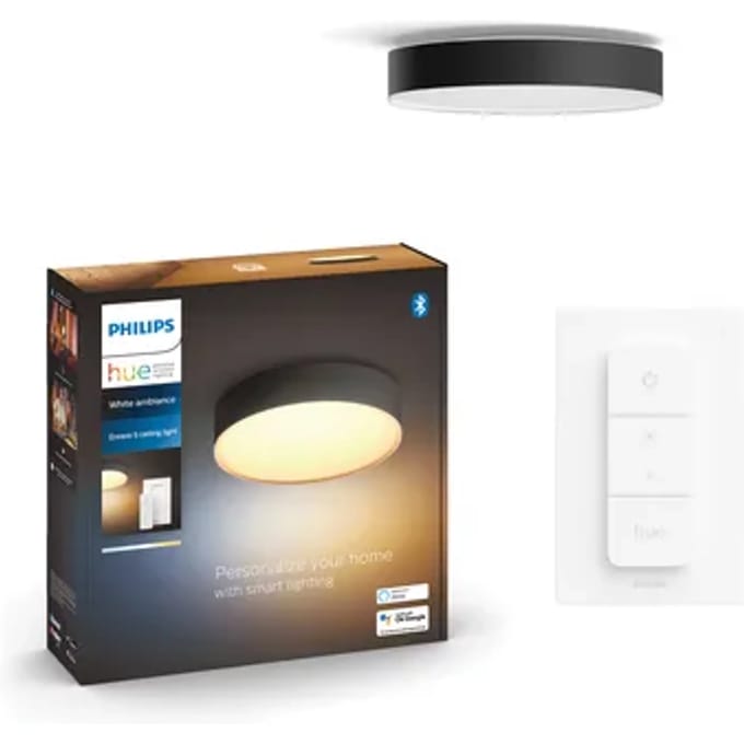 Philips Hue Enrave - ronde LED plafondlamp - zwart - aanpasbaar wit licht - Ø 425mm - slimme verlichting