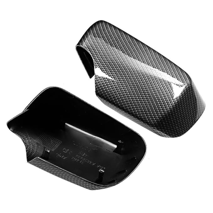 Carbon Fiber Style Door Wing Mirror Protector Add on Side Rearview Cover Fits for E46 1998 2005 gray