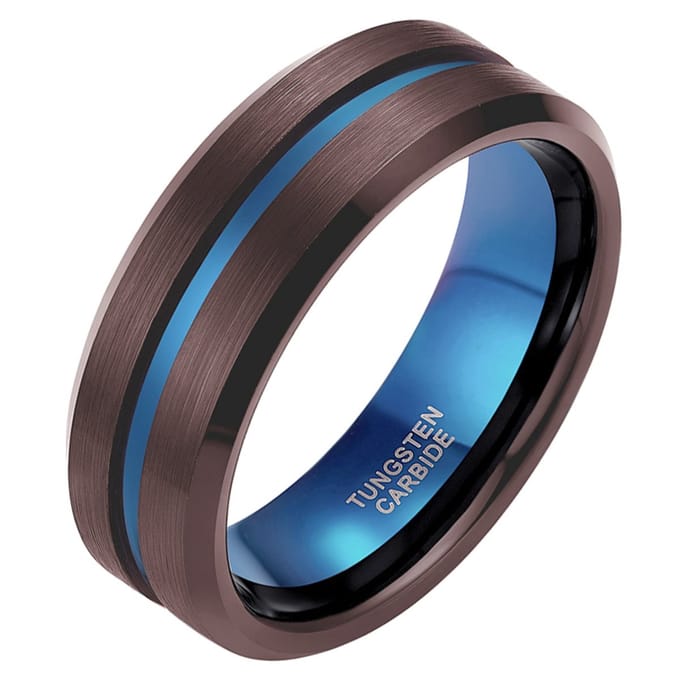 Heren ring Wolfraam Bruin Blauw 8mm-17mm