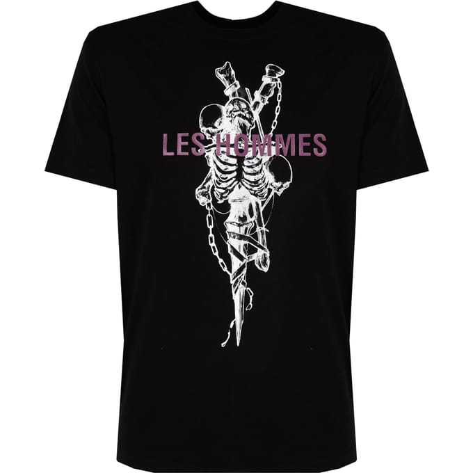 Les Hommes T-Shirt Skeleton Mannen zwart
