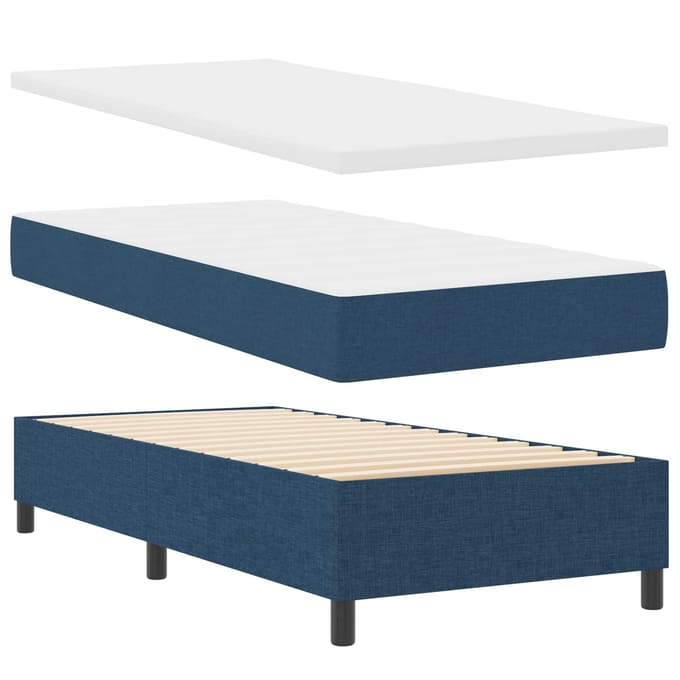 vidaXL - Boxspring - bed - met - LED-stripverlichting - Blauw - 100 - x - 200 - cm - Stof