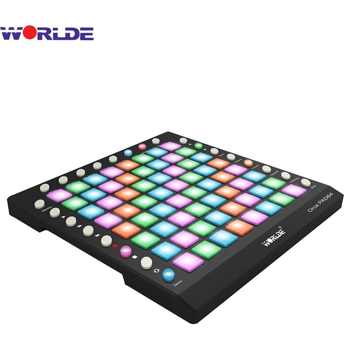 WORLDE ORCA PAD64-A Contrôleur de batterie MIDI USB portable 64 rétro-éclairé RVB Black2 gray