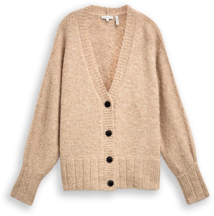 Tom Tailor - Oversized vest met wol - Maat L - sand stone beige melange
