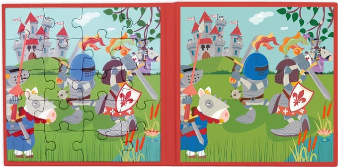 SCRATCH Magnetisch Puzzelboek To Go - Ridders - 2 Magnetische Puzzels Van 20 Stuks - 3 Jaar