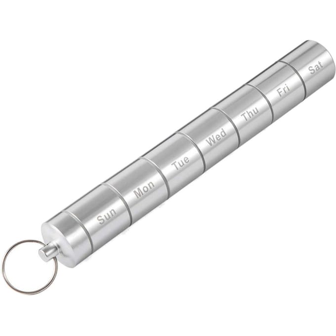 7 Dagen Wekelijkse Pillendoos Houder Wekelijkse Opbergorganizer Container Aluminiumlegering Tablet Dispenser white