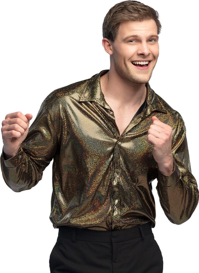 Boland - Shirt Shiny (M) - Volwassenen - Danser/danseres - Glitter and Glamour- 80's & 90's - Disco