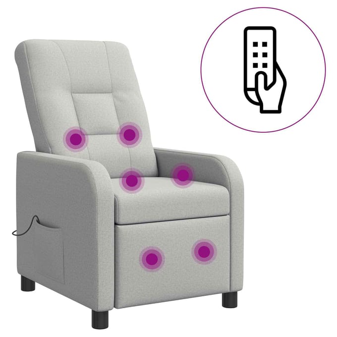 vidaXL - Massage - Relaxstoel - Wolkgrijs - Stof