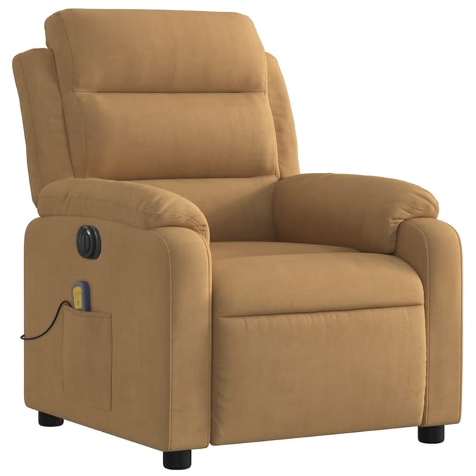 vidaXL - Massagestoel - elektrisch - verstelbaar - fluweel - bruin
