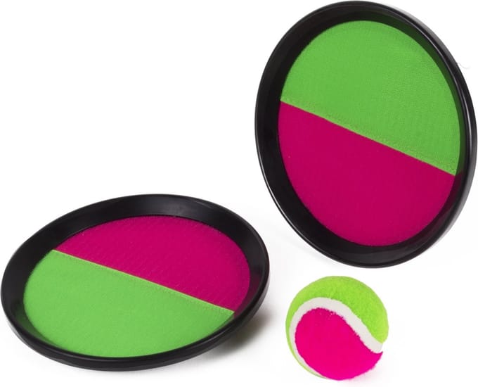 Benson Vangbal set - klittenband - Ø 19 cm - roze/groen - 3-delig