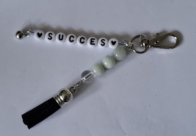 Sleutelhanger "Succes" / Aquamarijn