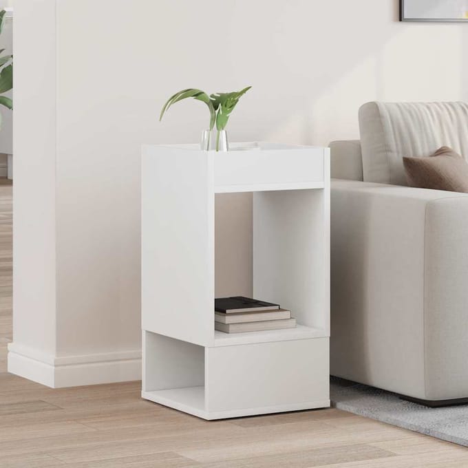 vidaXL - Bijzettafel - Wit - 30 - x - 30 - x - 56 - cm - Bewerkt - hout
