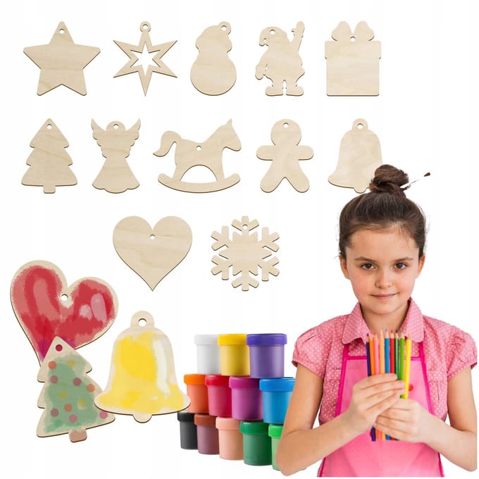 SMX Design - Scrapboek Houten Versieringen - Kerst Mix - 50 Stuks - Laser Gesneden