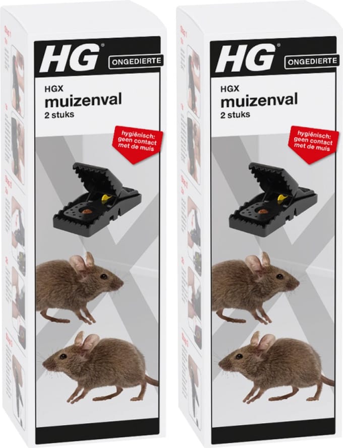 HGX Muizenval - Effectief en Hygiënisch bestrijdingsmiddel tegen Muizen - 2 x 2 stuks!