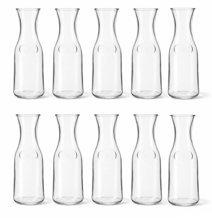 COSY&TRENDY Karaf uit glas - 1 liter - VOORDEELSET met 10 stuks