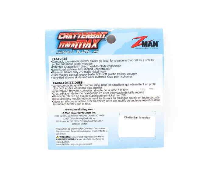 Leurre coulant Zman Chatterbait Mini Max 1/4 Oz noir bleu (7791)