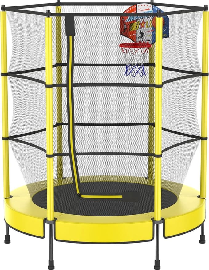 DD Kinder Trampoline - Mini Trampoline met Basketbalring- Klein Trampoline - Inclusief Net