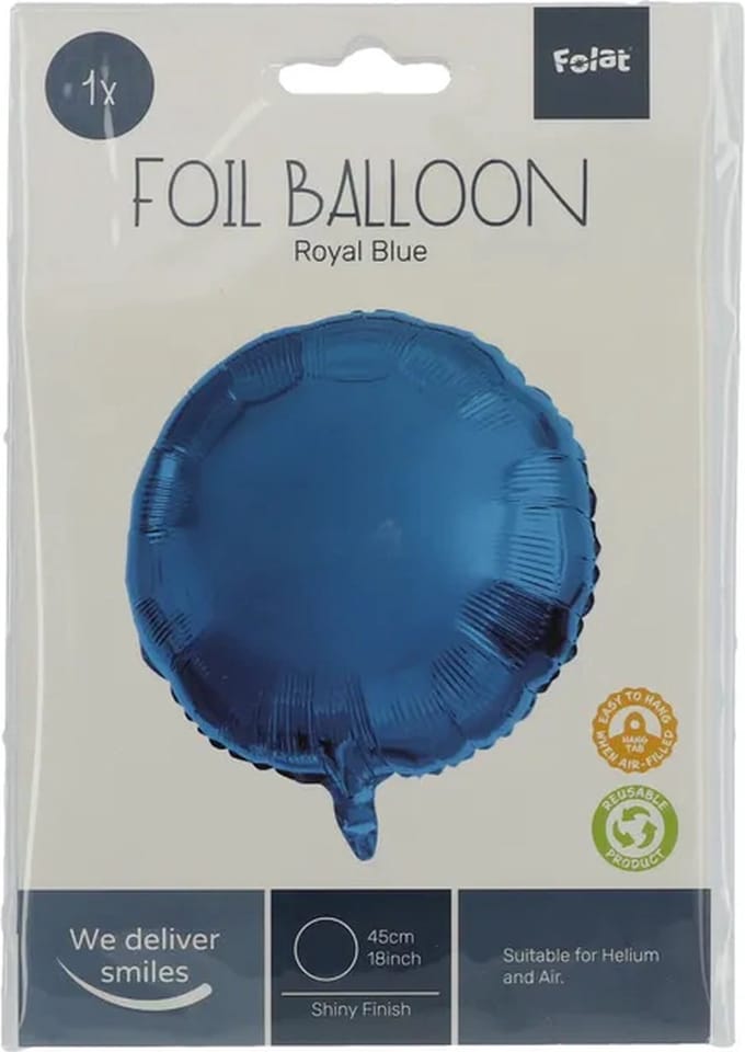 Folat - Folieballon Rond Blauw - 45 cm