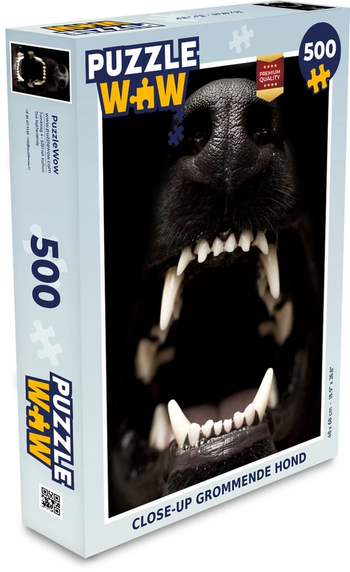 Puzzel Close-up grommende hond - Legpuzzel - Puzzel 500 stukjes