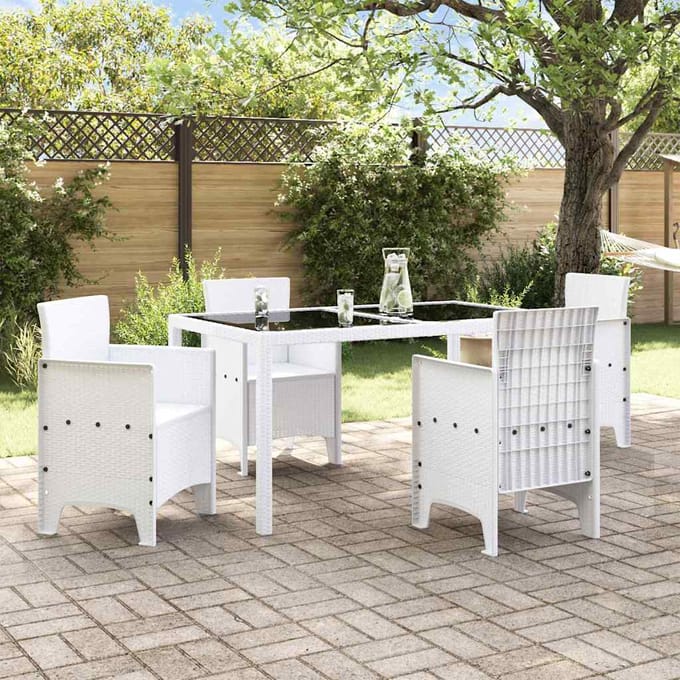 vidaXL Tuinstoel met kussen 4 pcs Wit 53 x 49 x 85 cm Polypropyleen