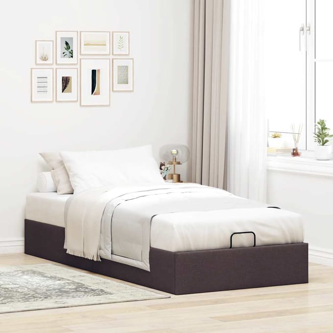 vidaXL - Bedframe - zonder - matras - 90x190 - cm - stof - donkerbruin
