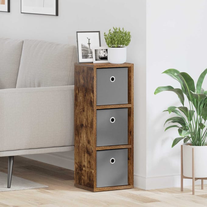 vidaXL - Dressoir - met - lade - Rook - Eiken - 25,5 - x - 22 - x - 69,5 - cm