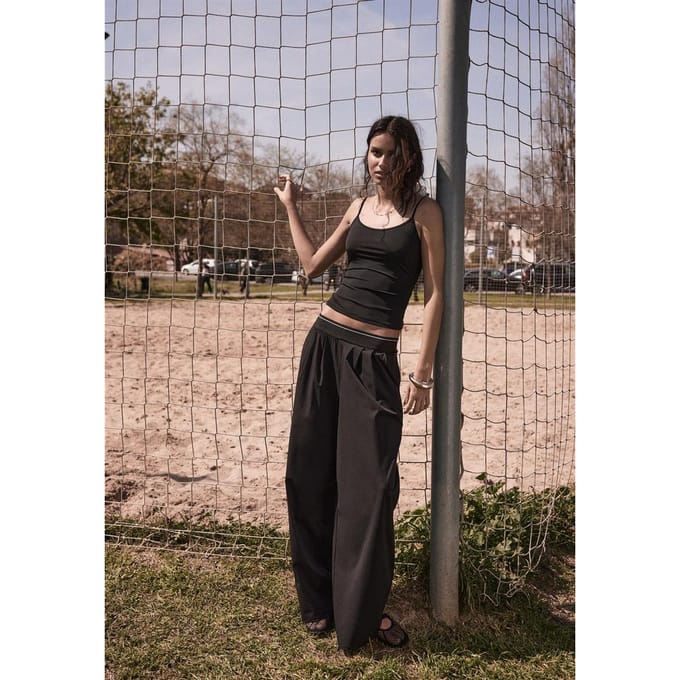Stradivarius Basic T-shirt met bandjes  Zwart M