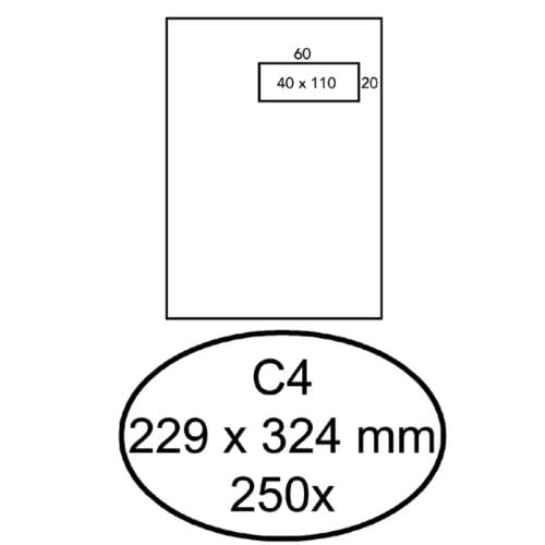 Envelop Quantore C4 229x324mm venster 4x11cm rechts zelfklevend 250st