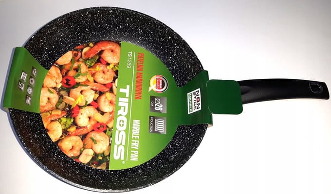 Tiross Marmite Pan 26cm Zwart met Marmercoating - TS1259