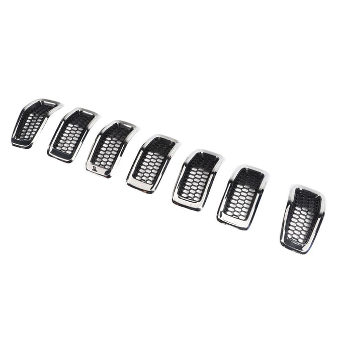 7 Pièces Grille de Pare-chocs Avant Inserts de Couverture 68138335AB Remplacement pour Jeep Cherokee 2014‑2018 black
