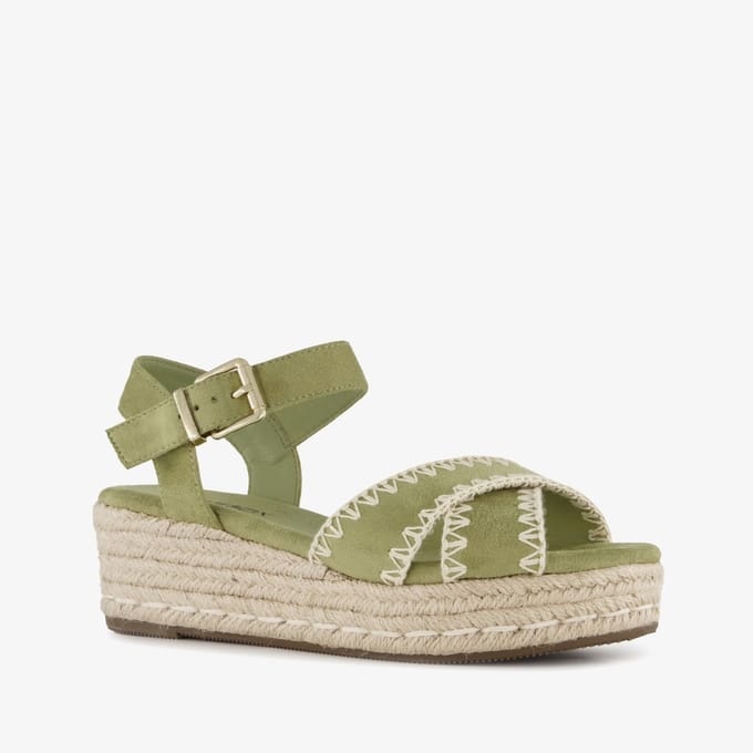 Blue Box dames espadrilles met sleehak groen - Maat 41