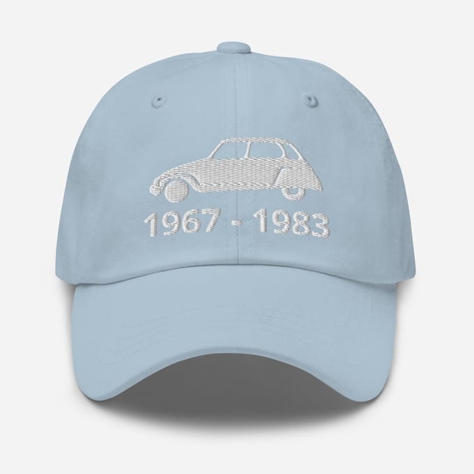 De2pktjes - Geborduurde Citroën Dyane pet met productieperiode - L.Blauw