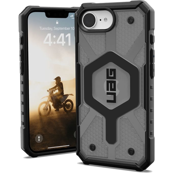 Urban Armor Gear Pathfinder Outdoor telefoonhoes Apple iPhone 17e, iPhone 16e Grijs, Transparant Inductieve lading, MagSafe compatible, Stootbestendig