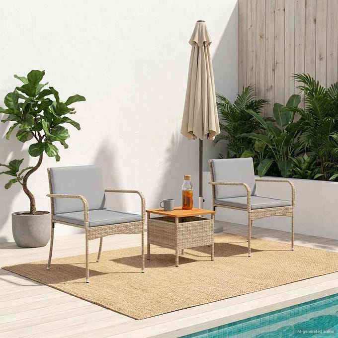 vidaXL - Tuinset - Beige - poly - rattan