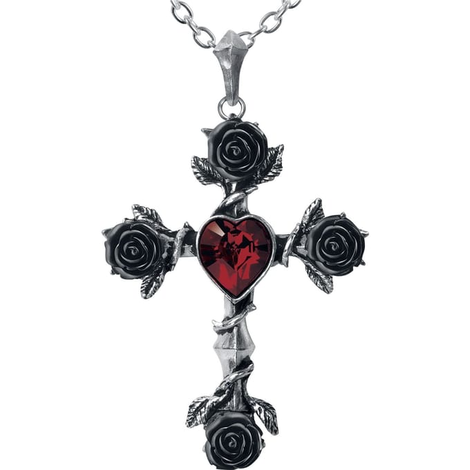 Alchemy Gothic - Gothic Halsketting - Black Rosifix - voor Vrouwen - zilverkleurig