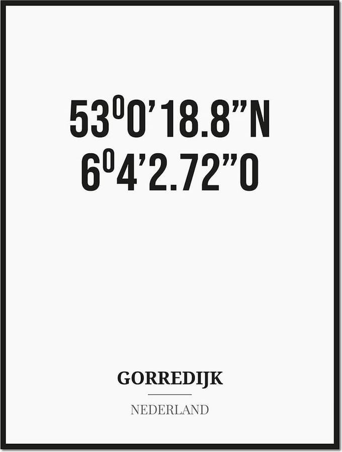Poster/kaart GORREDIJK met coördinaten