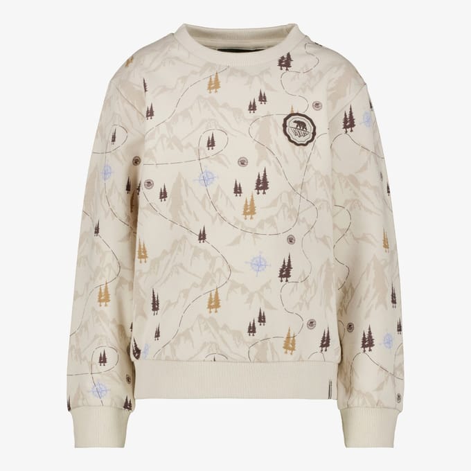 Unsigned jongens sweater met bosprint beige - Maat 122/128